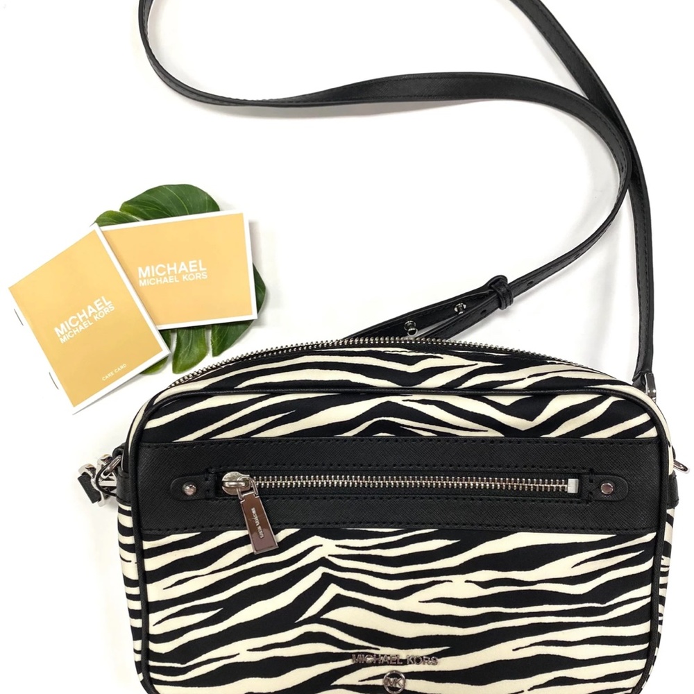 NWT Michael Kors Jet Zebra Print Crossbody Bag